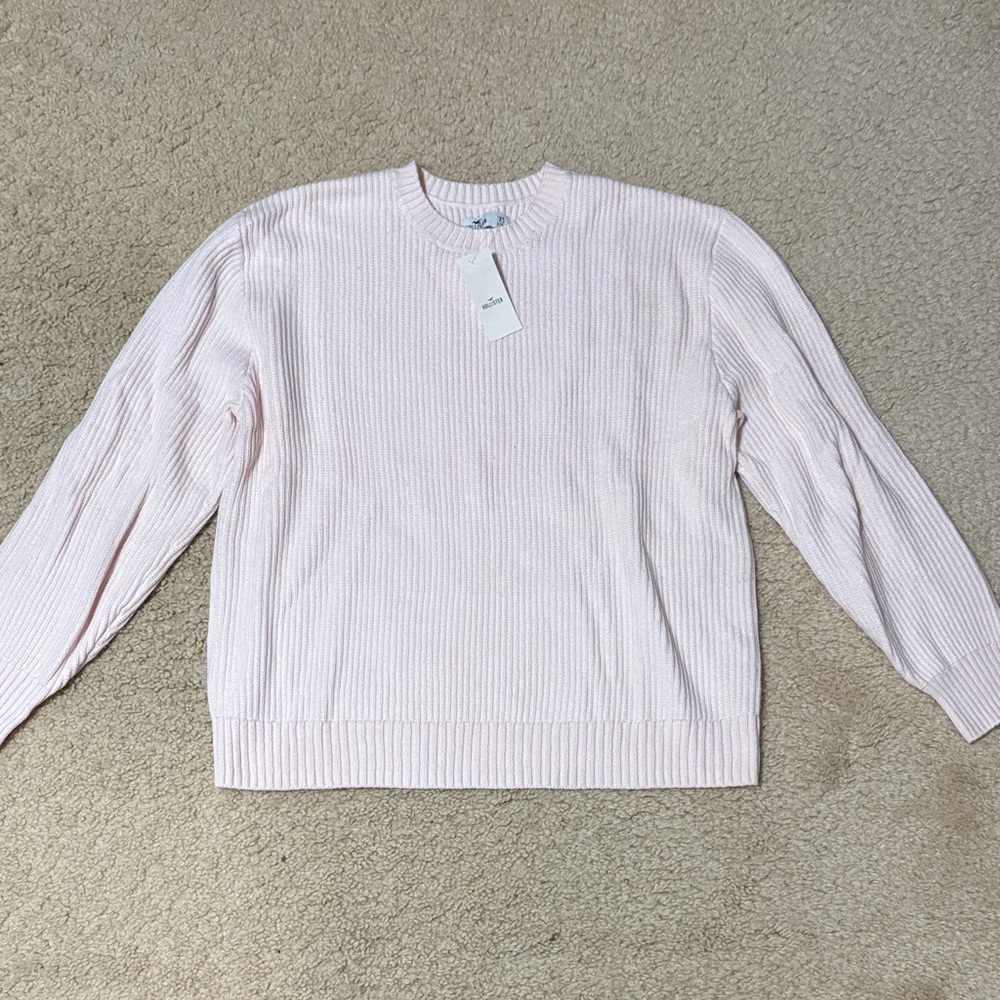 Hollister Soft Pink Ribbed Knit Sweater